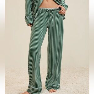 SOLD! Aerie Real Soft Trouser PJ Pant Stripe Rugged Green